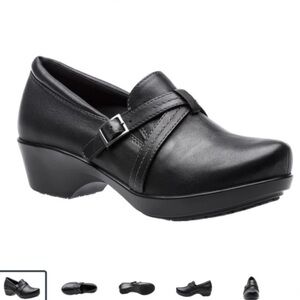 Abeo Black Leather Buckle Mules
